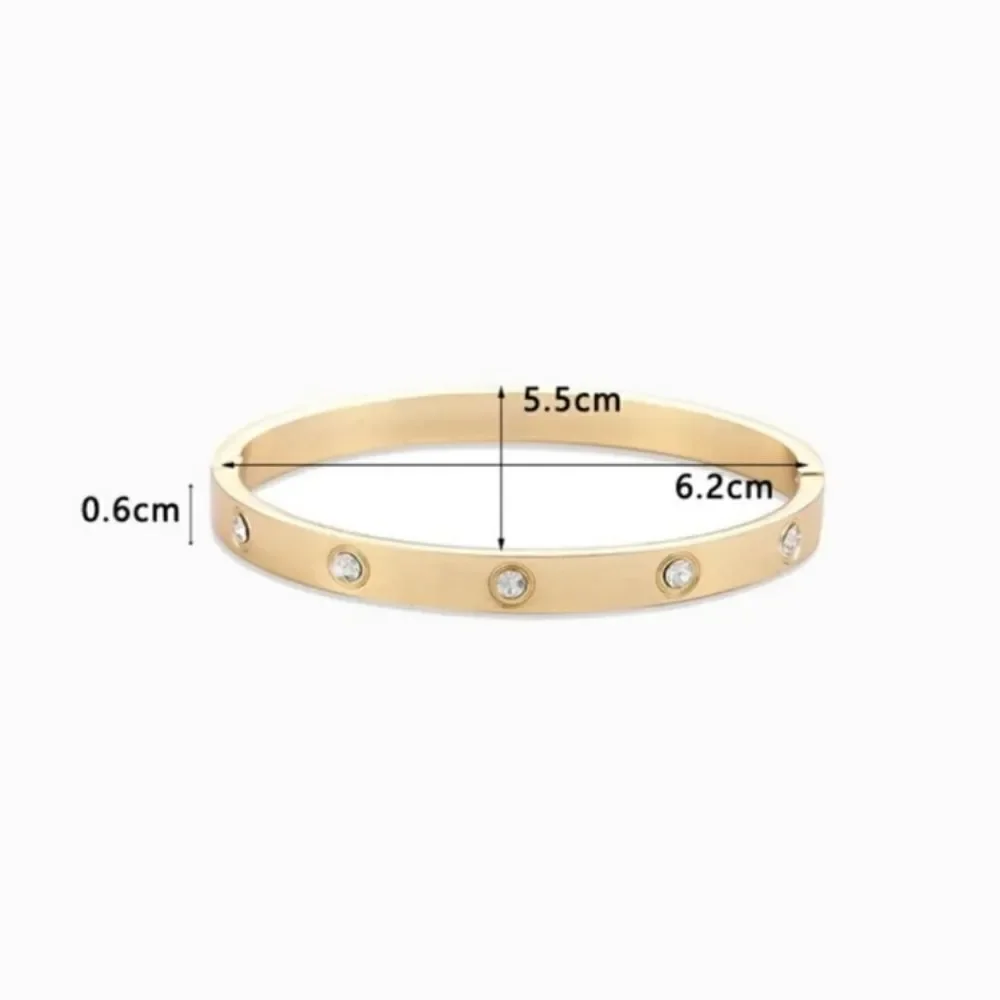 18K Gold Plated Diamond Drill Love Inspired Bracelet Bangle